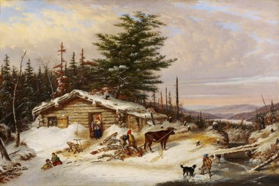 Settlers Log House by Cornelius Krieghoff